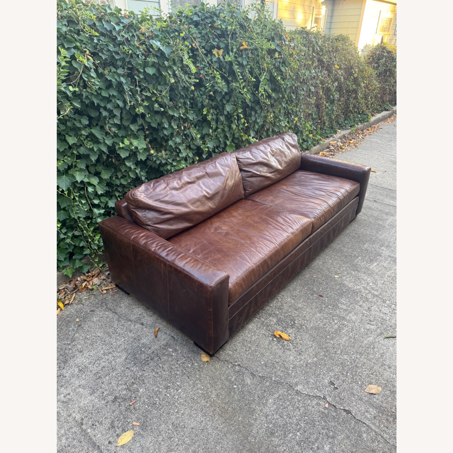 Mitchell Gold + Bob Williams Leather Brown Sofa 8 Foot Maxwell Lookalike - image-3