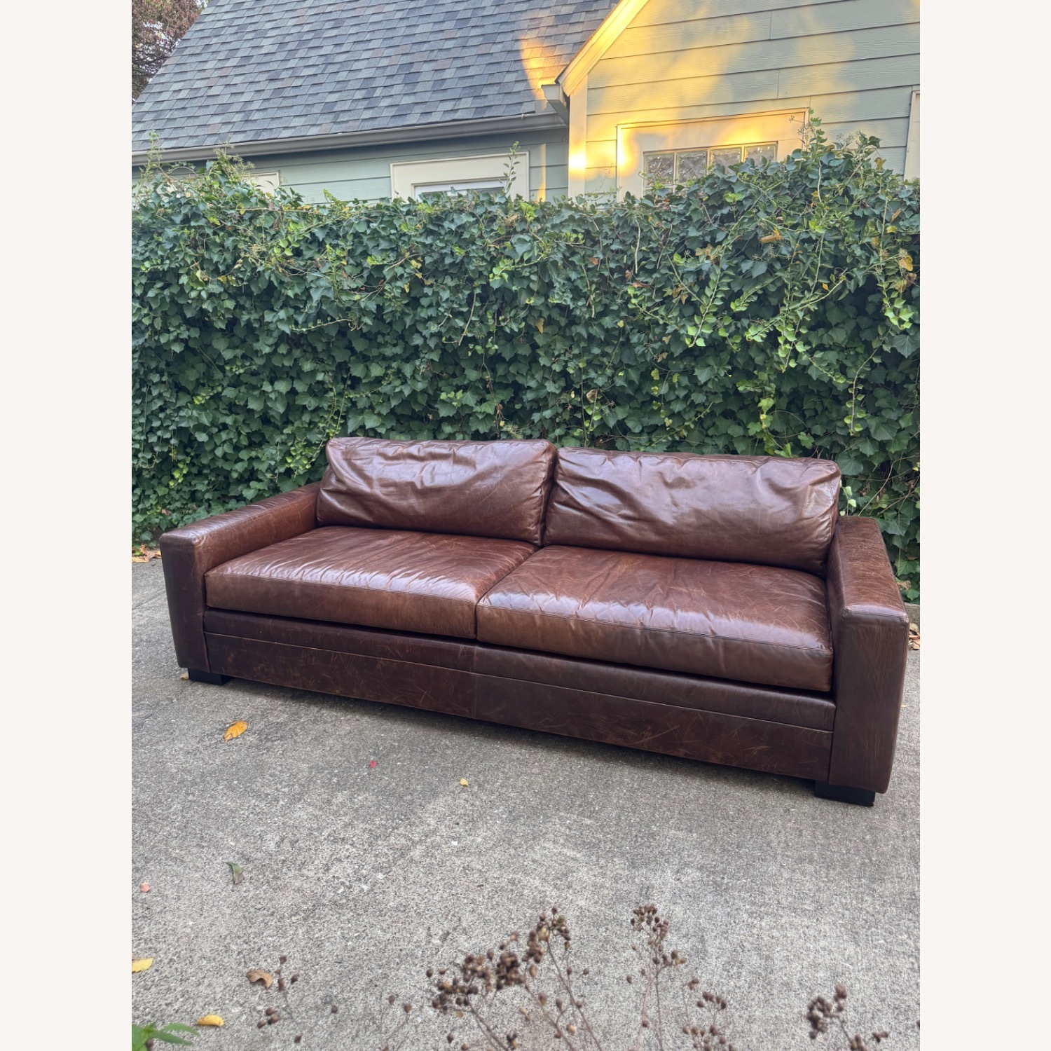 Mitchell Gold + Bob Williams Leather Brown Sofa 8 Foot Maxwell Lookalike - image-2