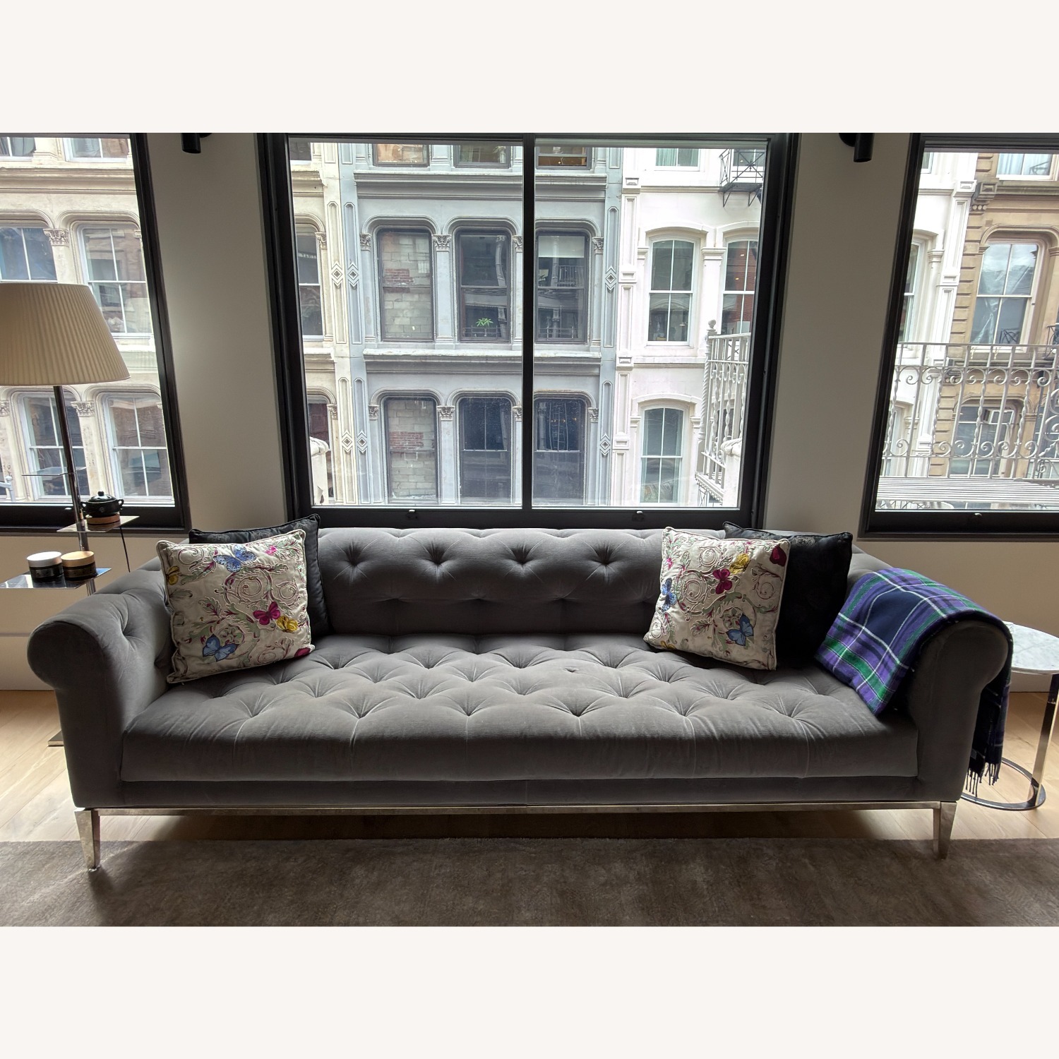 Restoration Hardware Carbon Gray 4-Seater Sofa - image-1