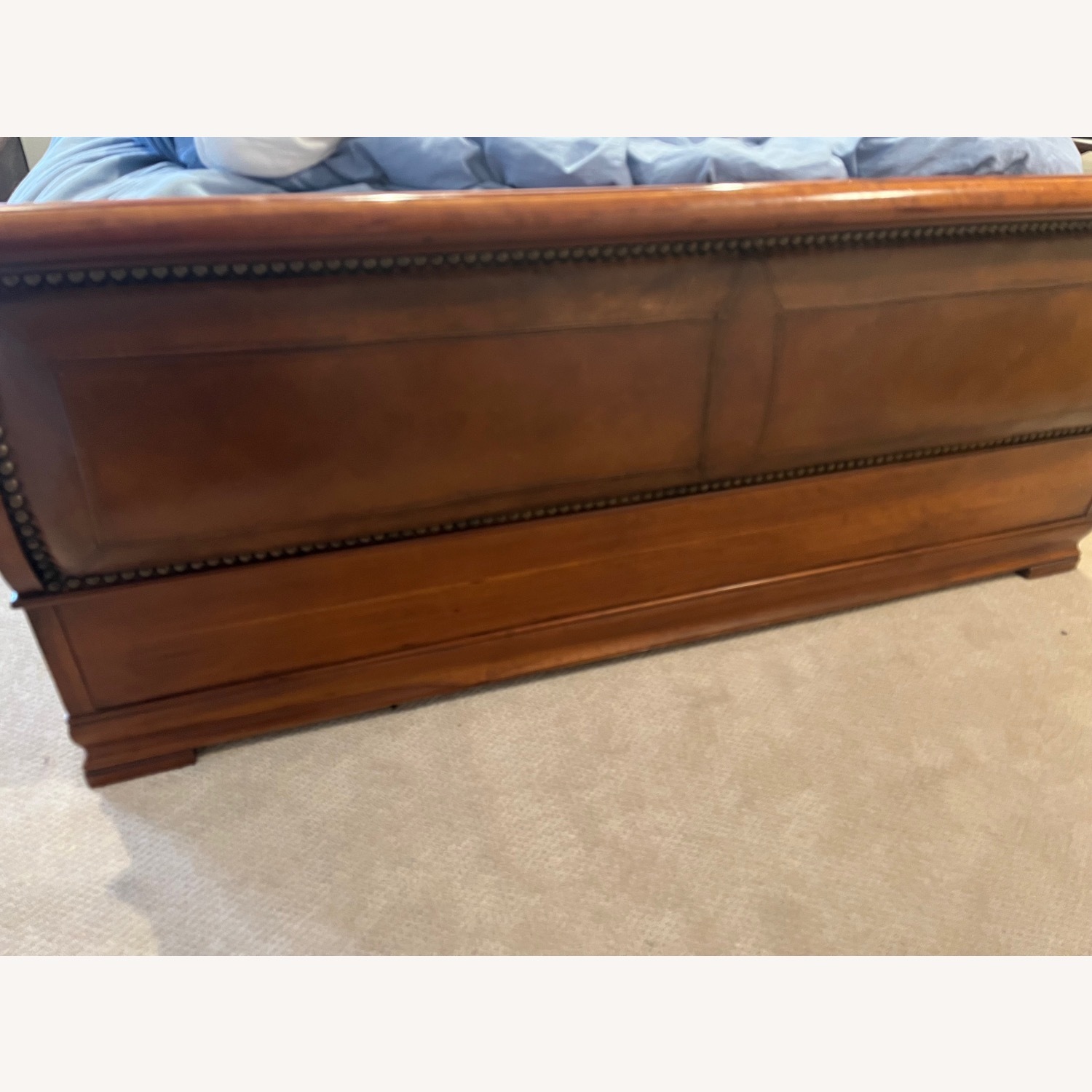 Henredon Dark Brown Wood/Leather King Sleigh Bed - image-3