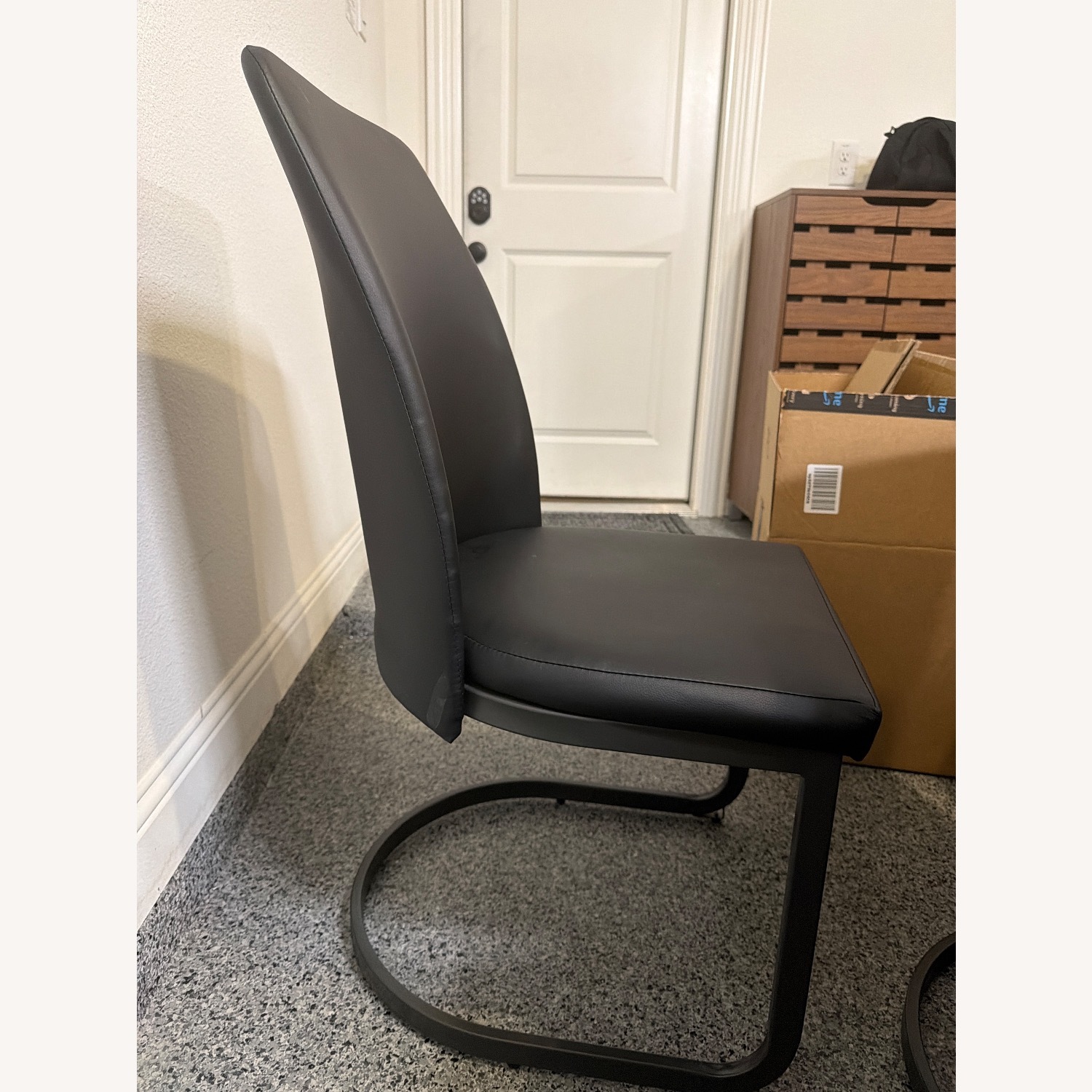 Saskia Black Leather Dining Chairs - image-3