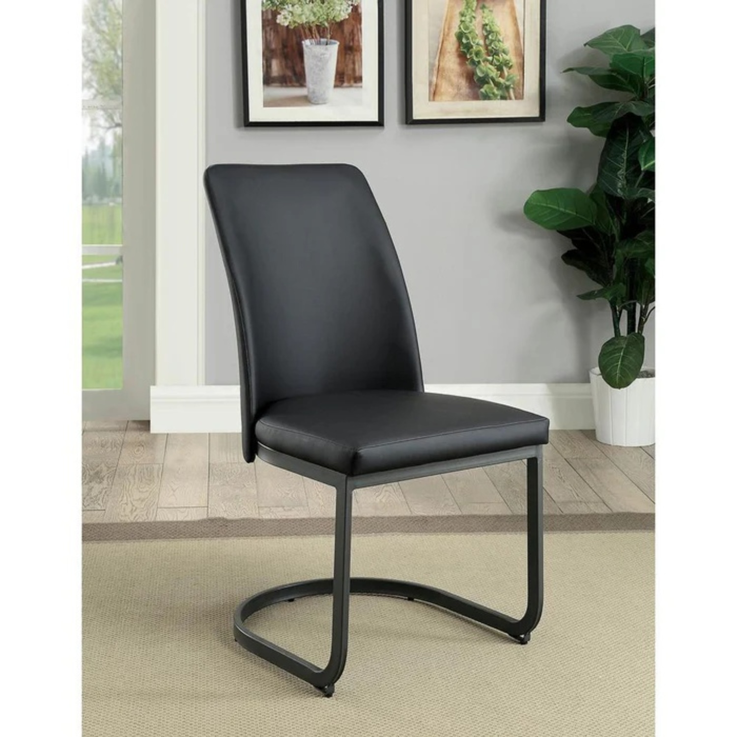 Saskia Black Leather Dining Chairs - image-4