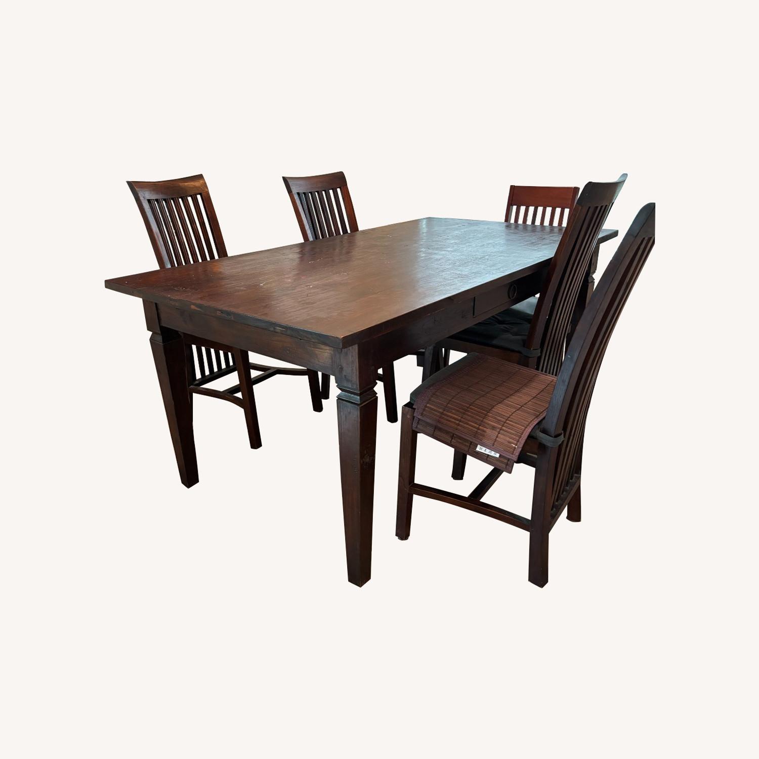 Pampa Dark Brown Wood Dining Table and 4 Chairs - image-0