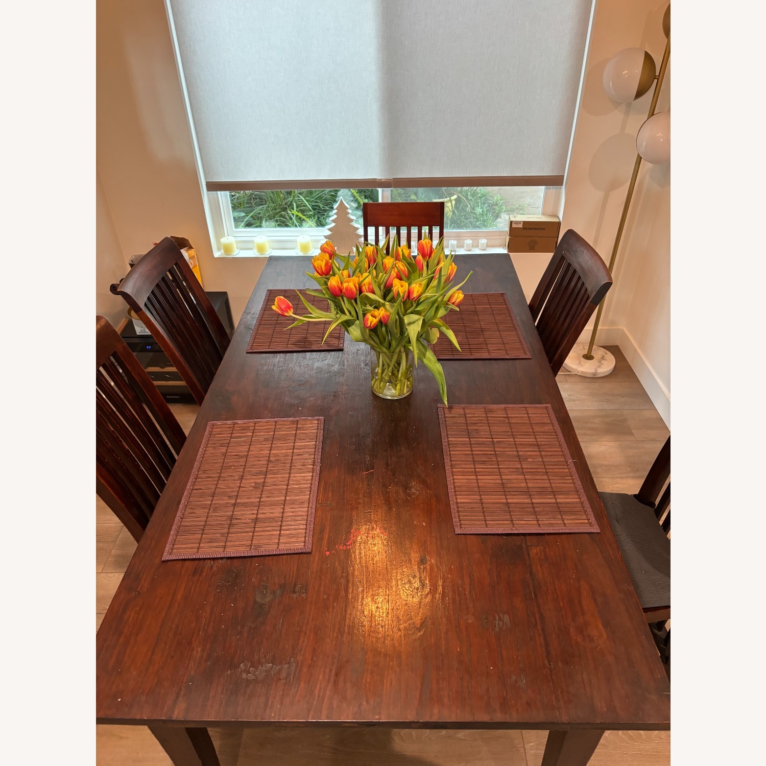 Pampa Dark Brown Wood Dining Table and 4 Chairs - image-1