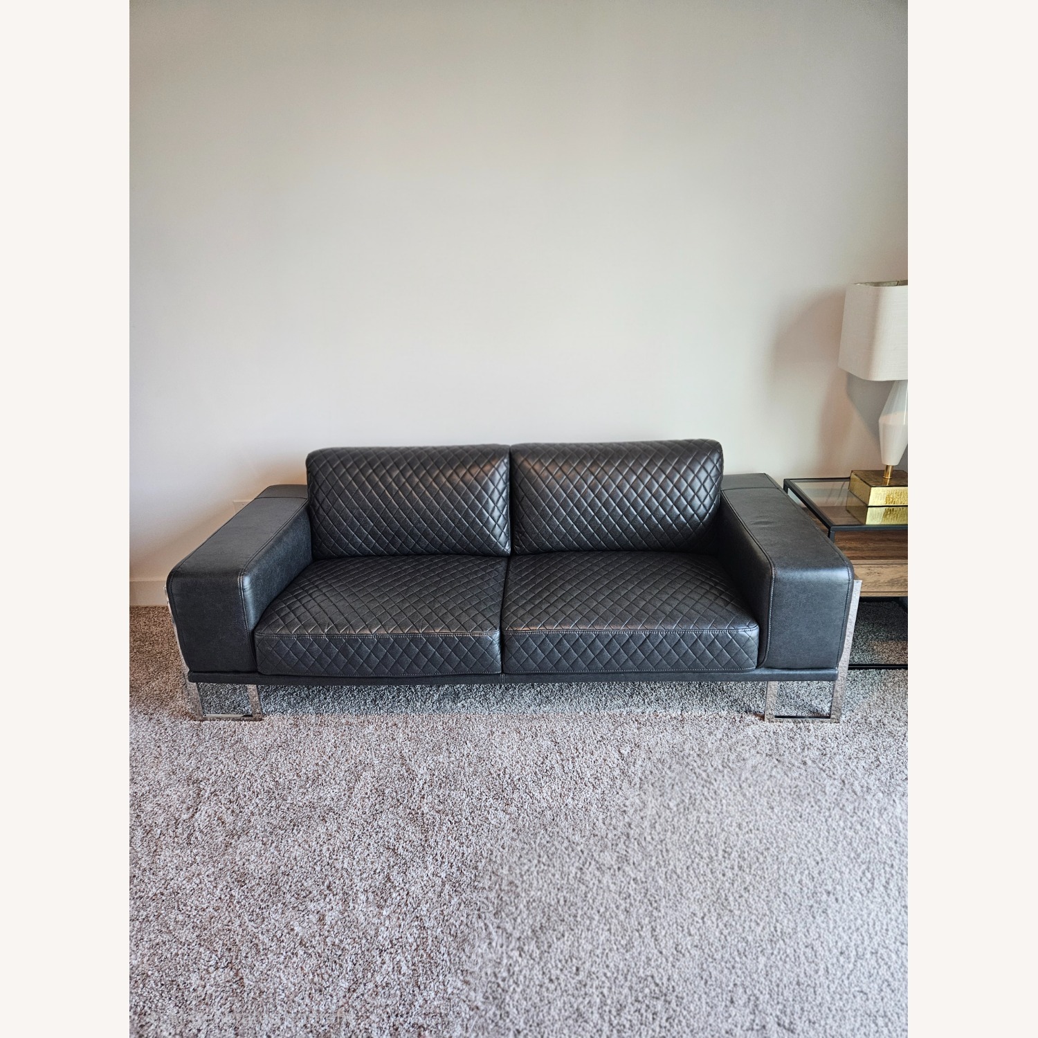 Dark Brown Leather 2 Seater Sofa - image-2