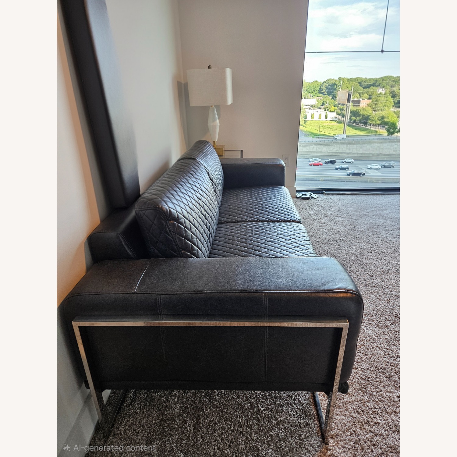 Dark Brown Leather 2 Seater Sofa - image-1