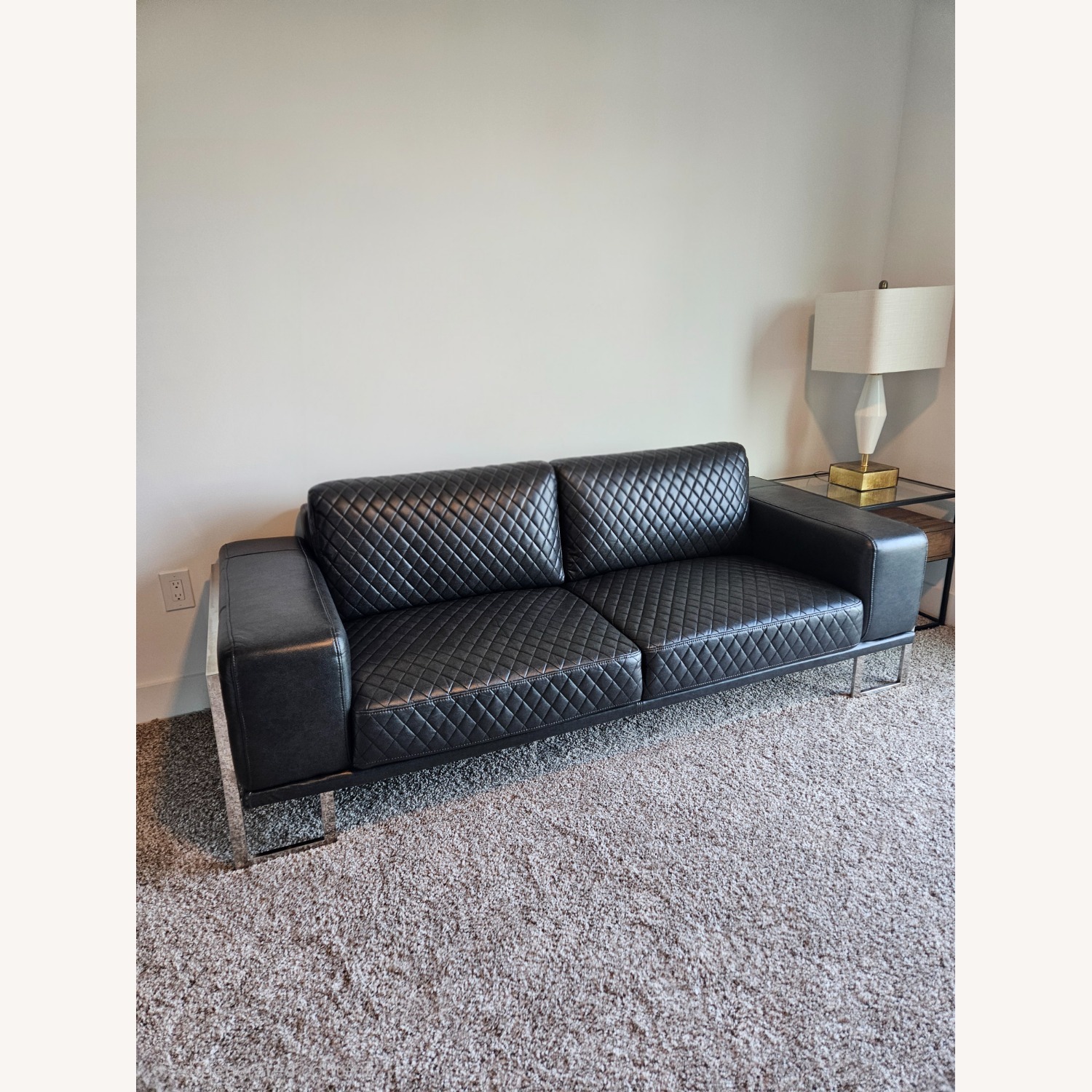 Dark Brown Leather 2 Seater Sofa - image-3
