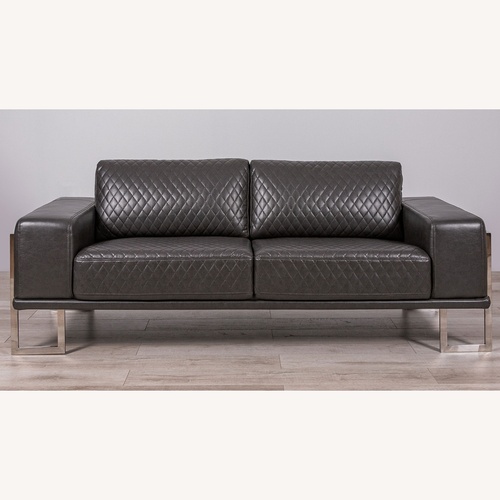 Used Dark Brown Leather 2 Seater Sofa for sale on AptDeco