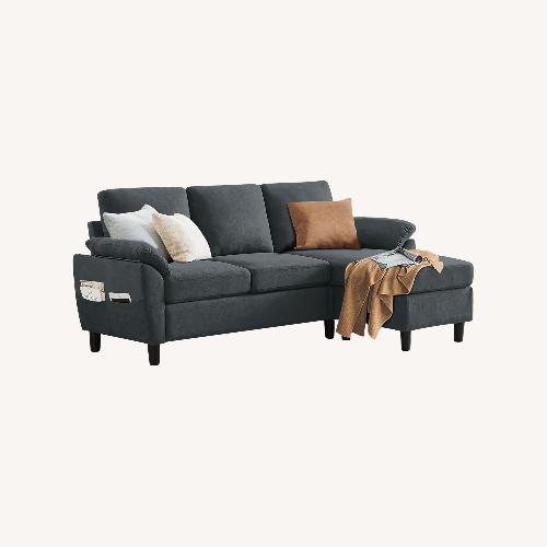 Used Wade Logan Ashleh Blue Fabric 2 Piece Sectional for sale on AptDeco