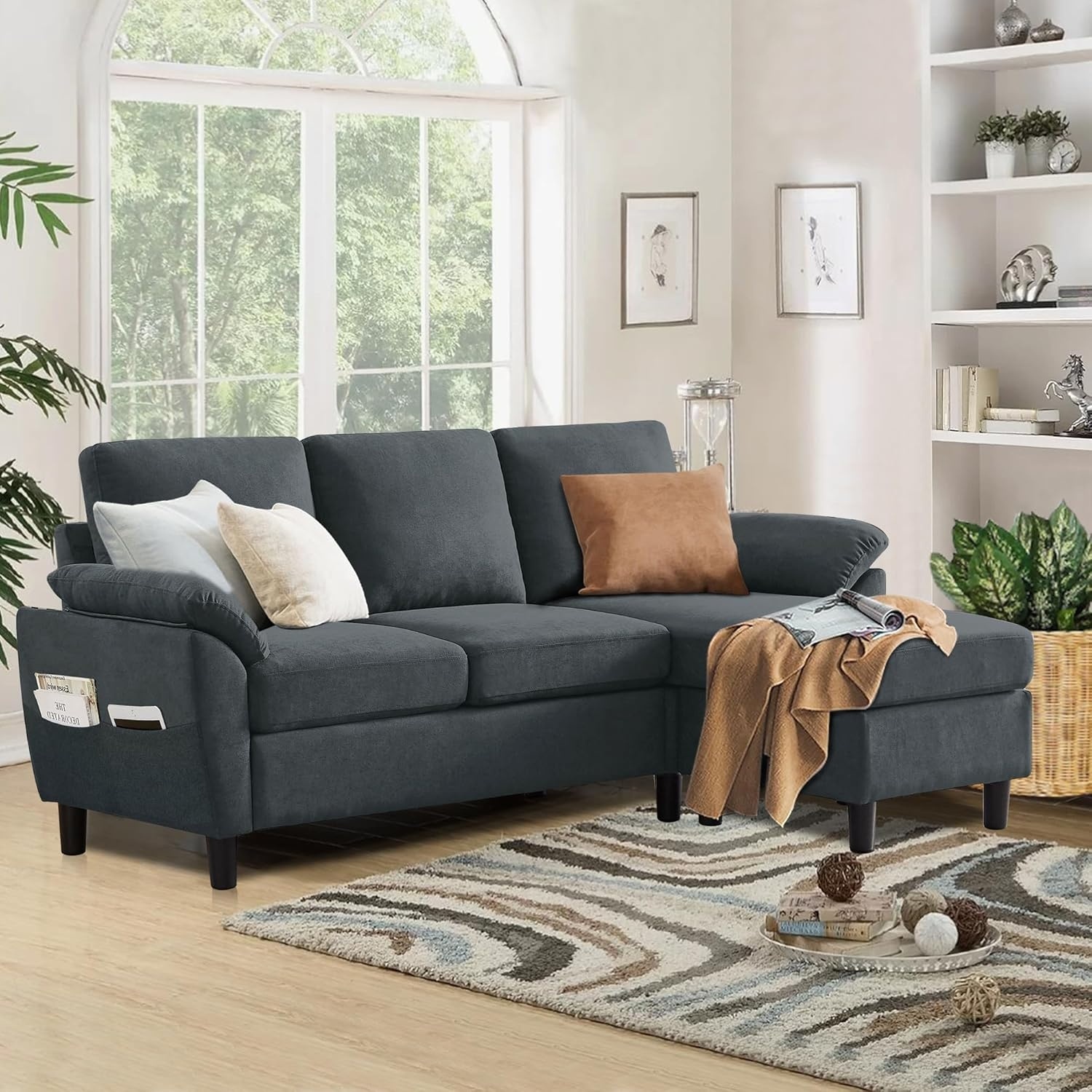 Wade Logan Ashleh Blue Fabric 2 Piece Sectional - image-5