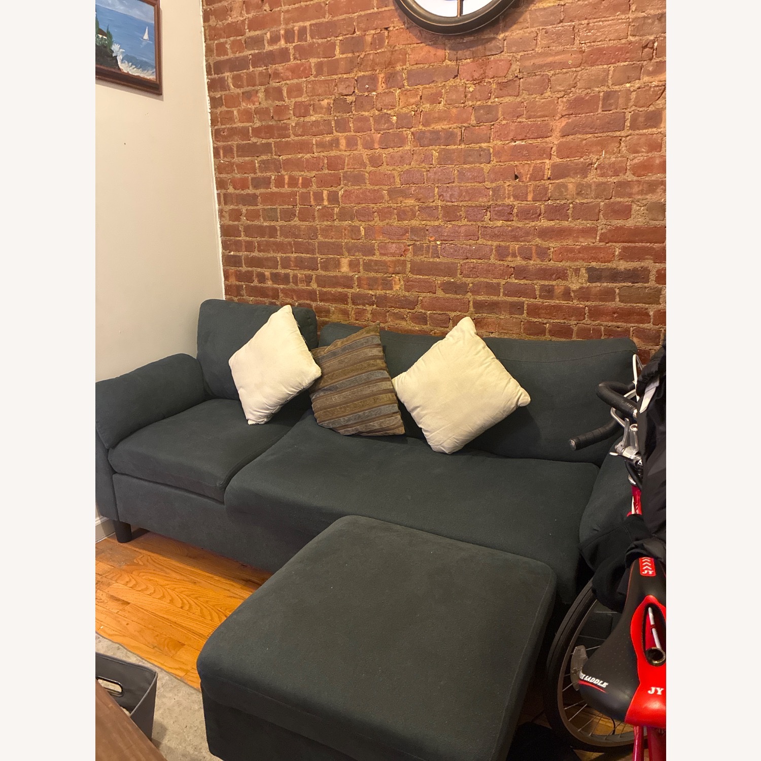 Wade Logan Ashleh Blue Fabric 2 Piece Sectional - image-3