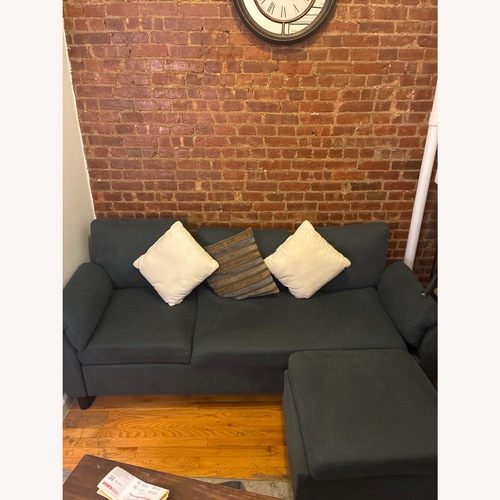 Used Wade Logan Ashleh Blue Fabric 2 Piece Sectional for sale on AptDeco