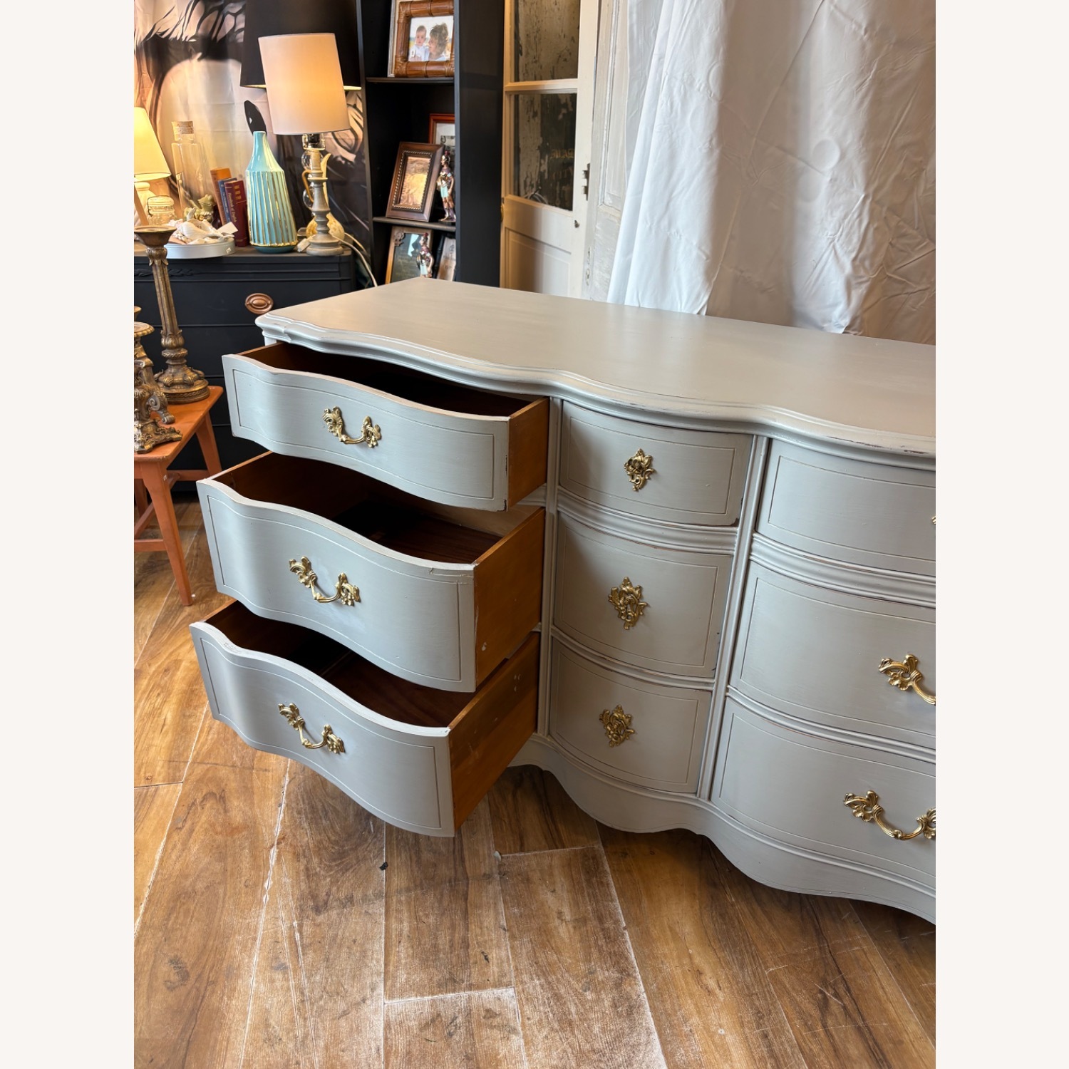 Vintage/Antique Light Gray Dresser - image-7