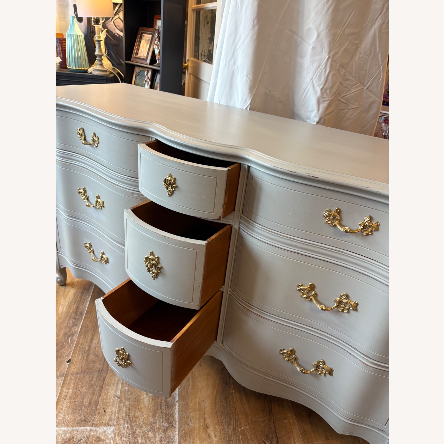 Vintage/Antique Light Gray Dresser - image-8