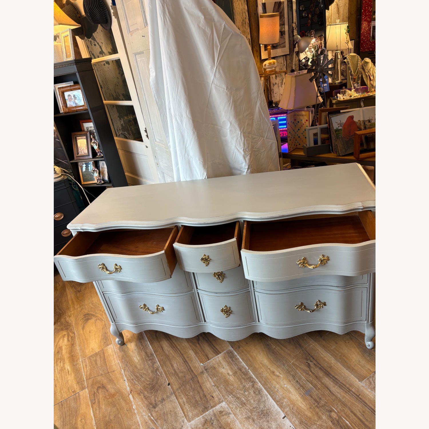 Vintage/Antique Light Gray Dresser - image-6
