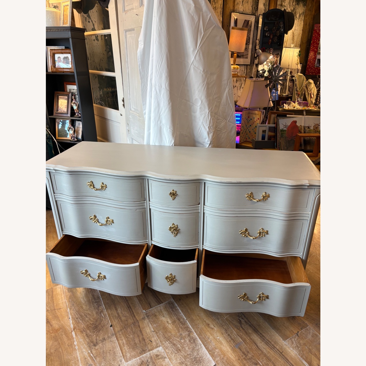 Vintage/Antique Light Gray Dresser - image-4
