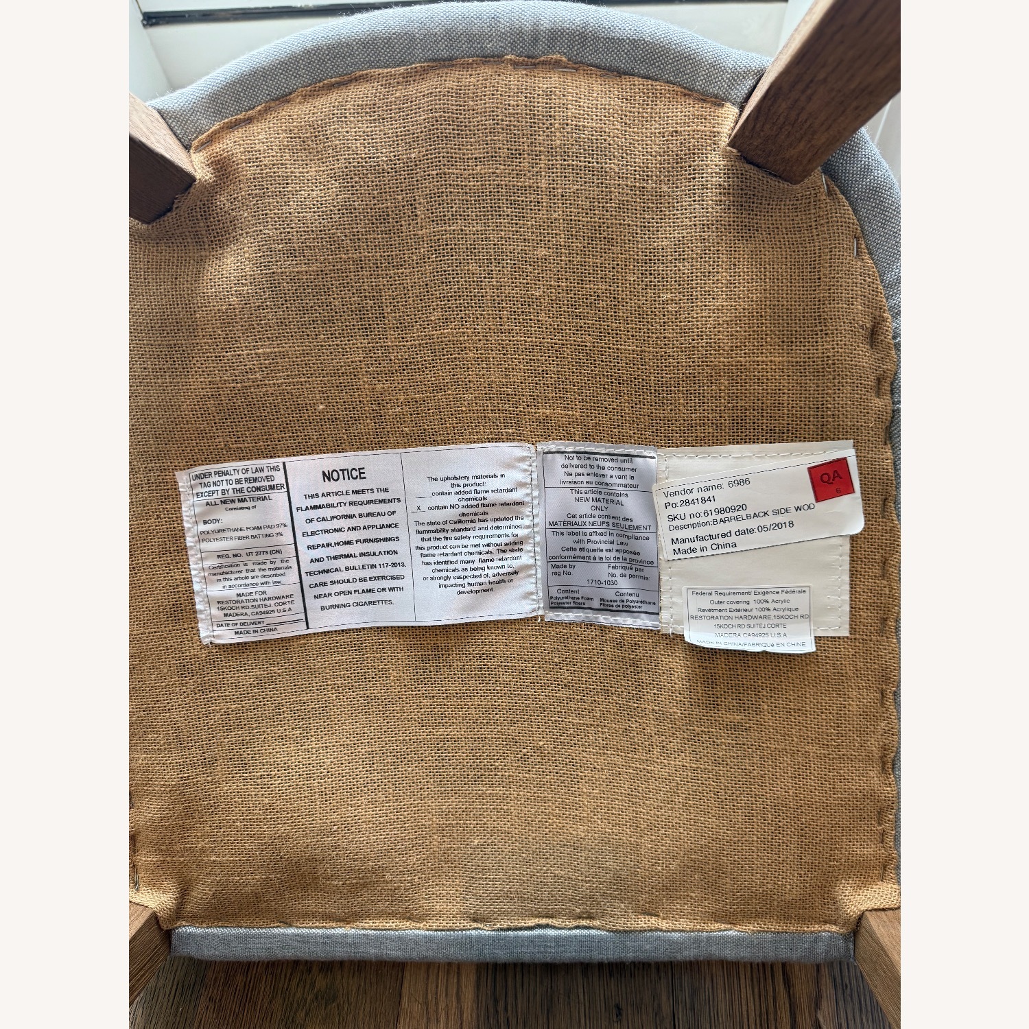 Restoration Hardware 1940s French Barrelback Gray Dining Chairs - image-7