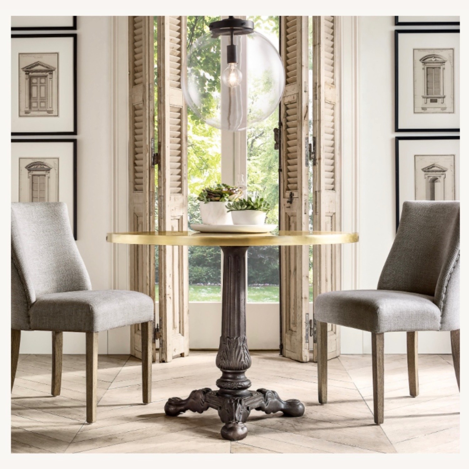 Restoration Hardware 1940s French Barrelback Gray Dining Chairs - image-5