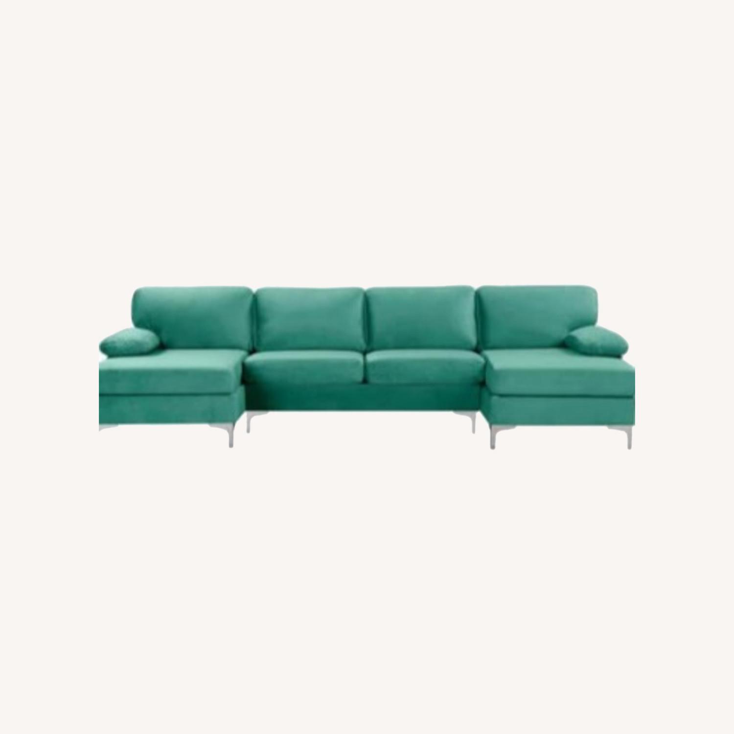 Modern Large Velvet Fabric U-Shape Sectional Sofa - image-0