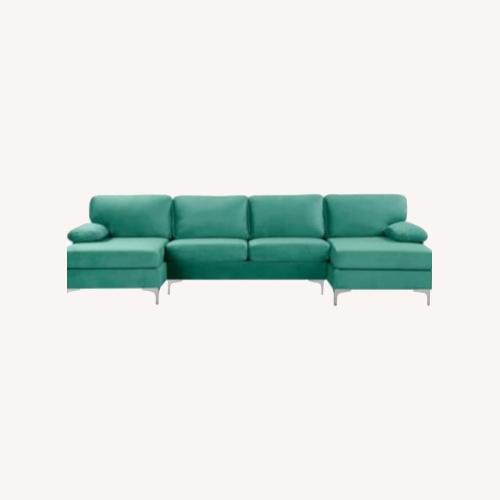 Used Modern Large Velvet Fabric U-Shape Sectional Sofa for sale on AptDeco