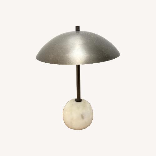 Used World Market White Marble Table Lamp for sale on AptDeco