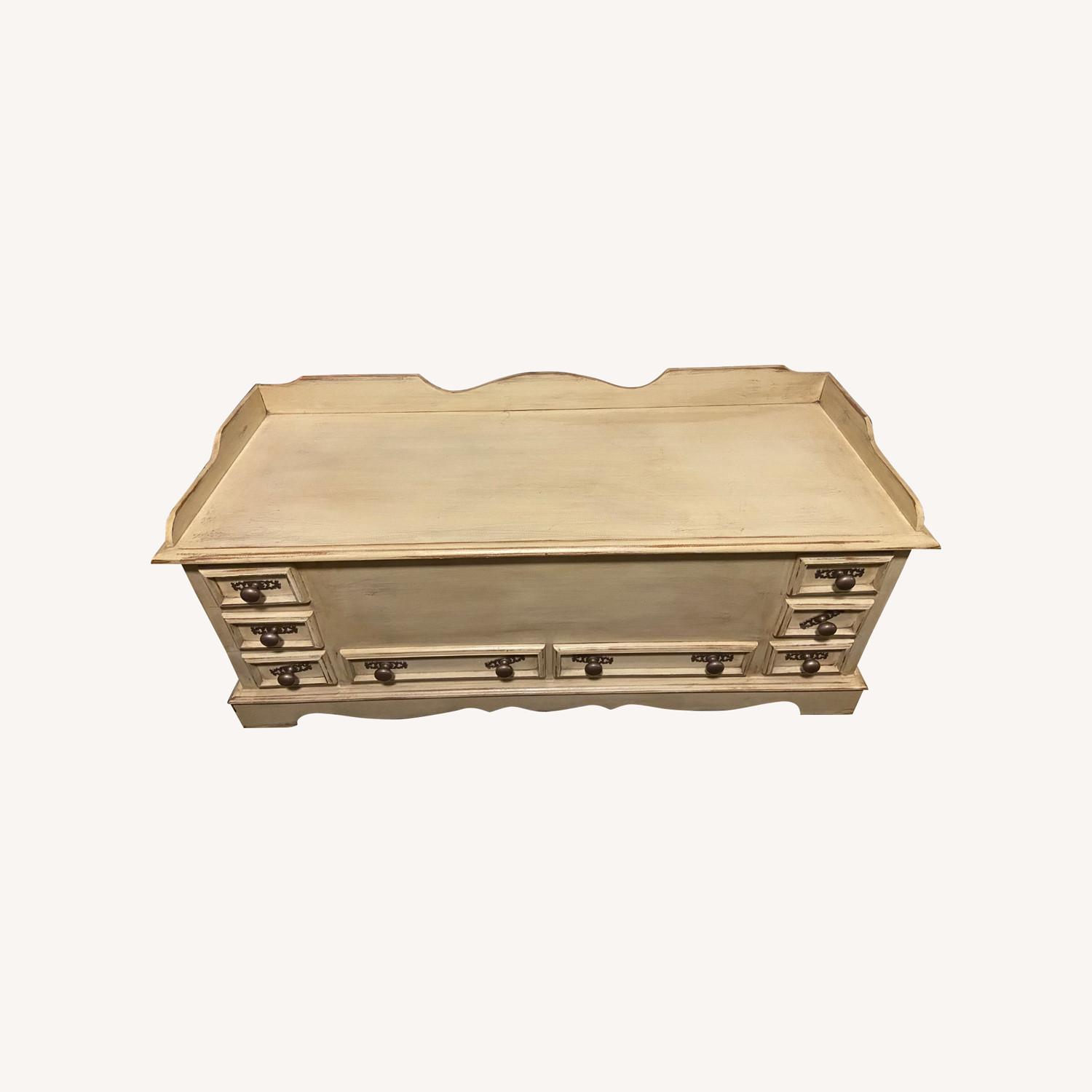 Light Brown Wood Bench - image-0