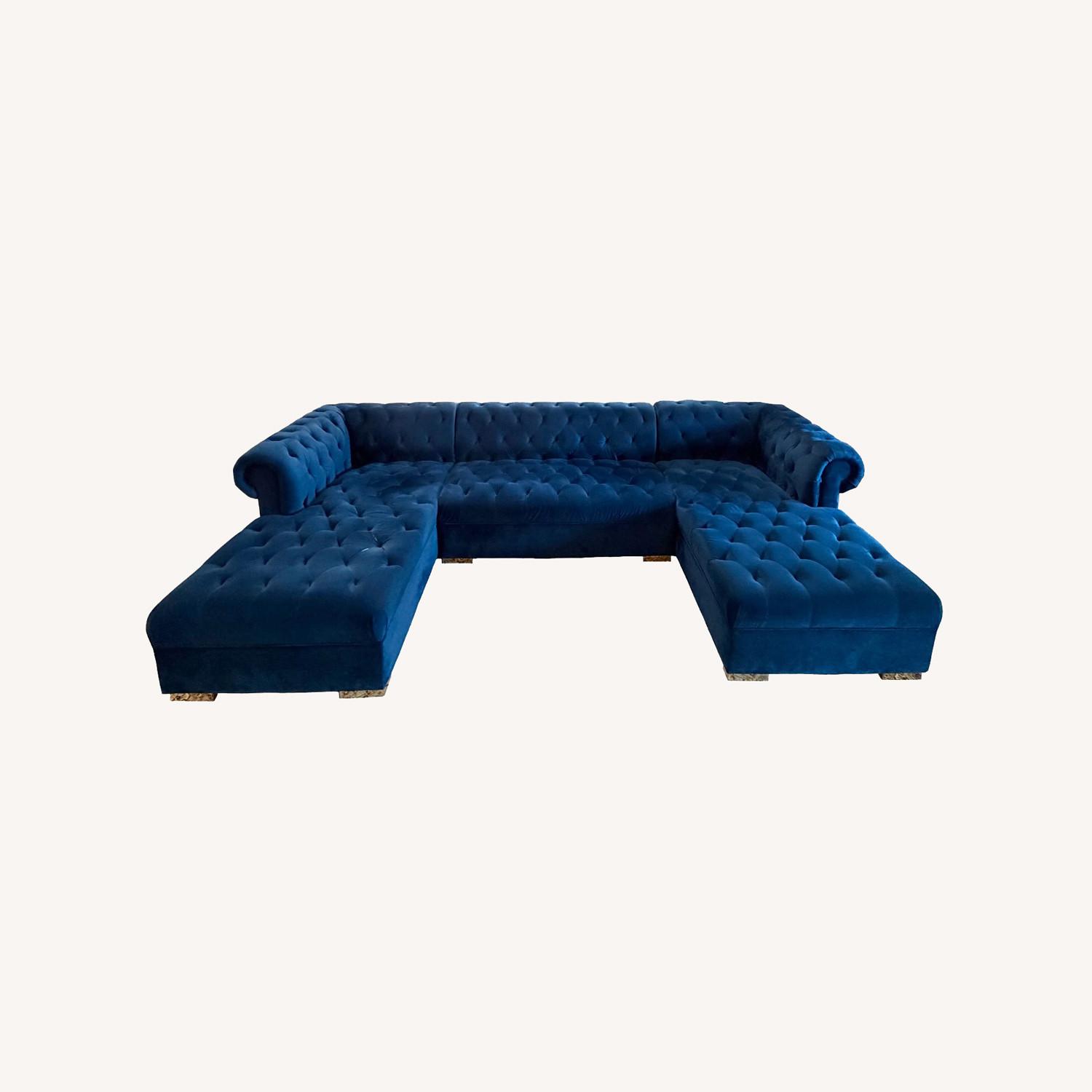 Blue Velvet 3+ Piece Sectional - image-0