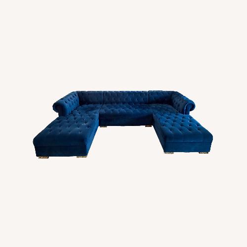 Used Blue Velvet 3+ Piece Sectional for sale on AptDeco