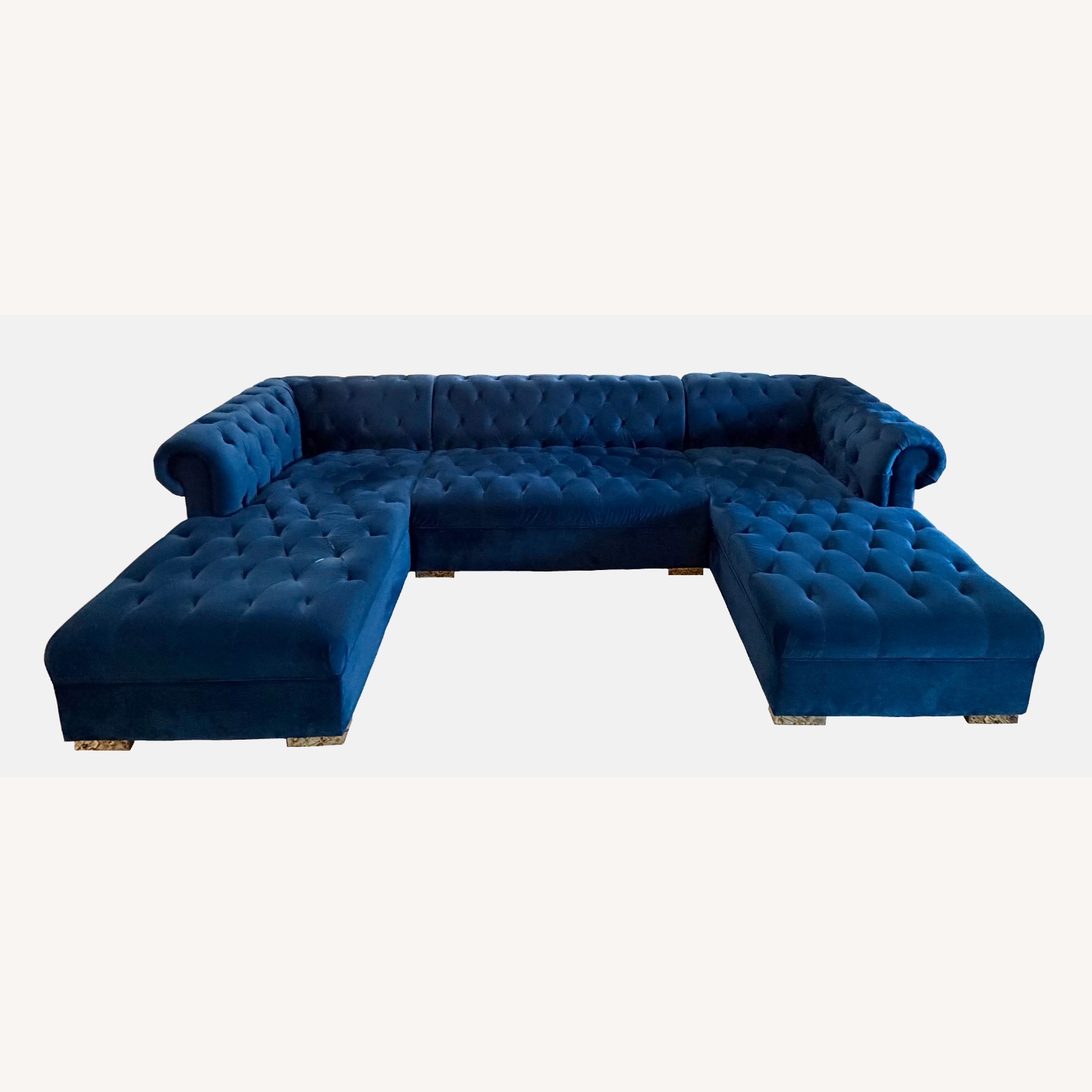 Blue Velvet 3+ Piece Sectional - image-1