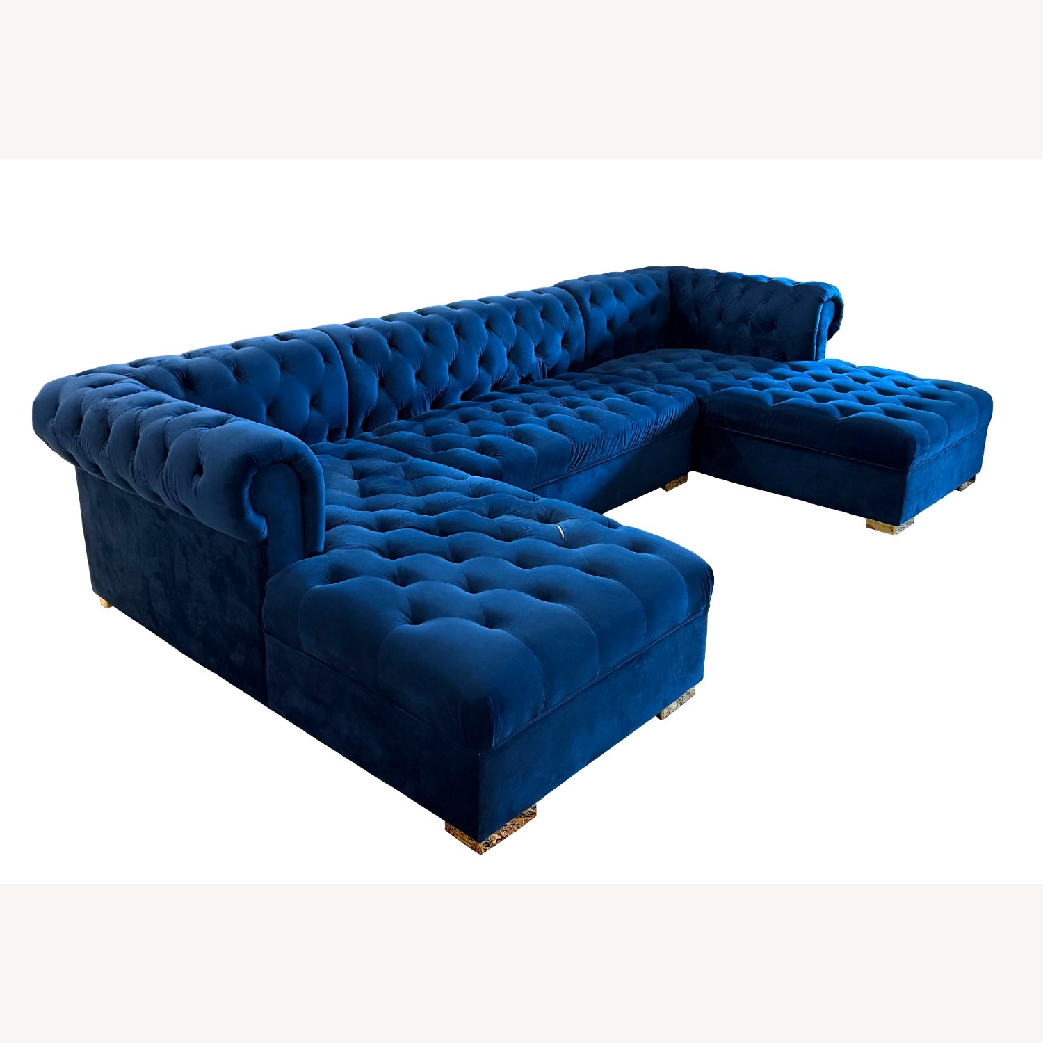Blue Velvet 3+ Piece Sectional - image-2