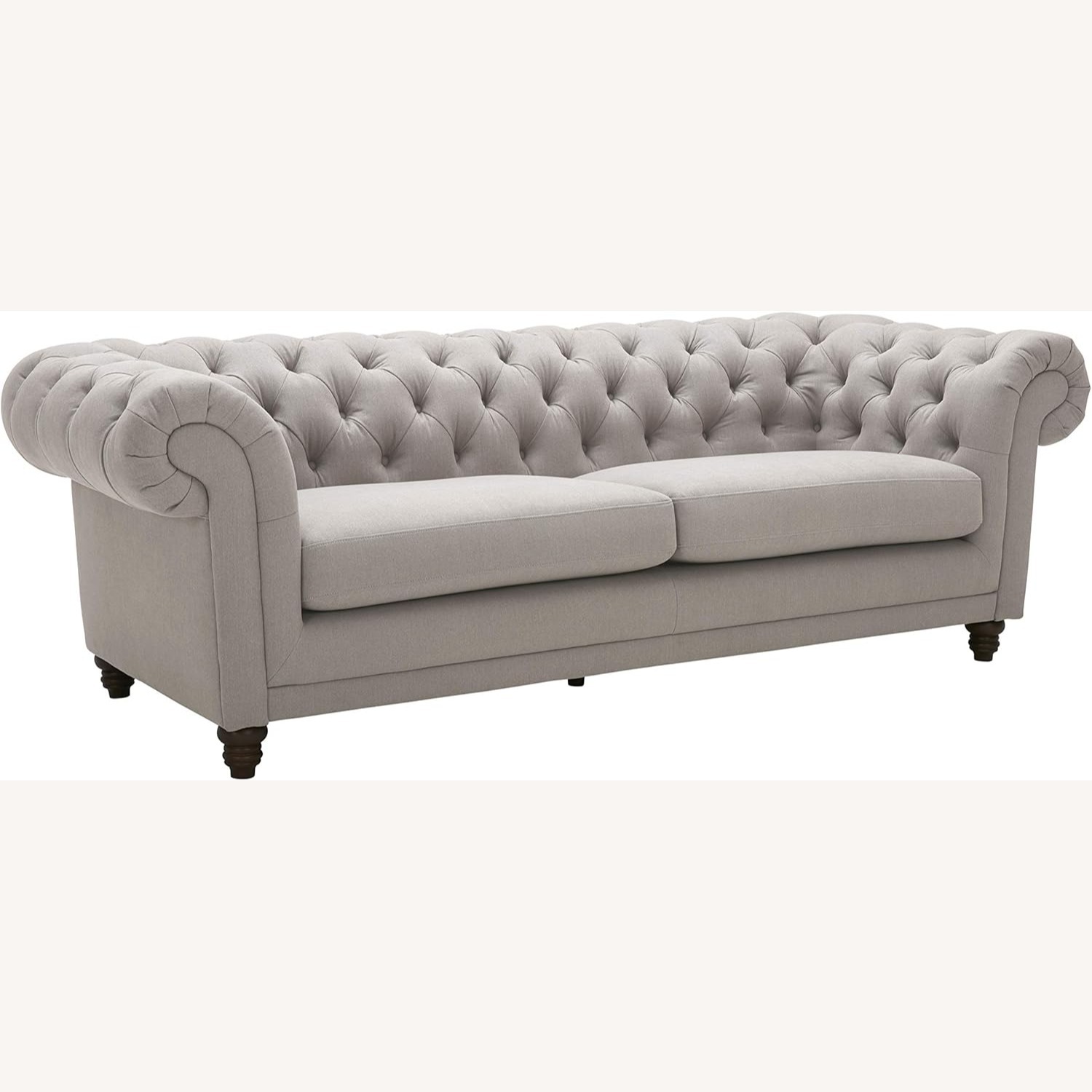 Light Gray Fabric Chesterfield 3+ Seater Sofa - image-1