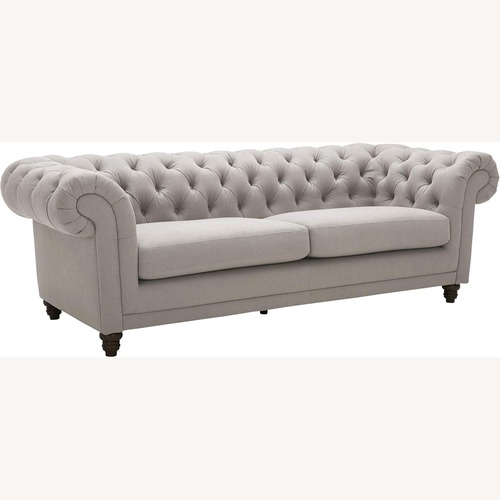 Used Light Gray Fabric Chesterfield 3+ Seater Sofa for sale on AptDeco
