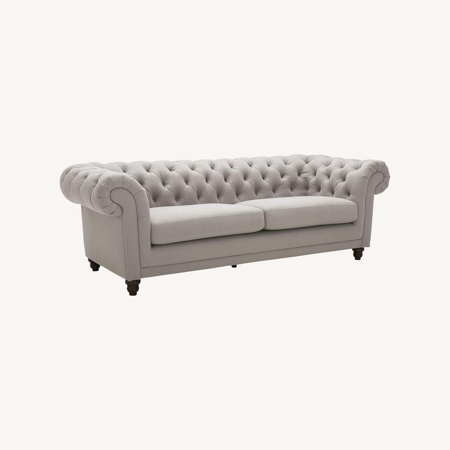 Light Gray Fabric Chesterfield 3+ Seater Sofa - image-0