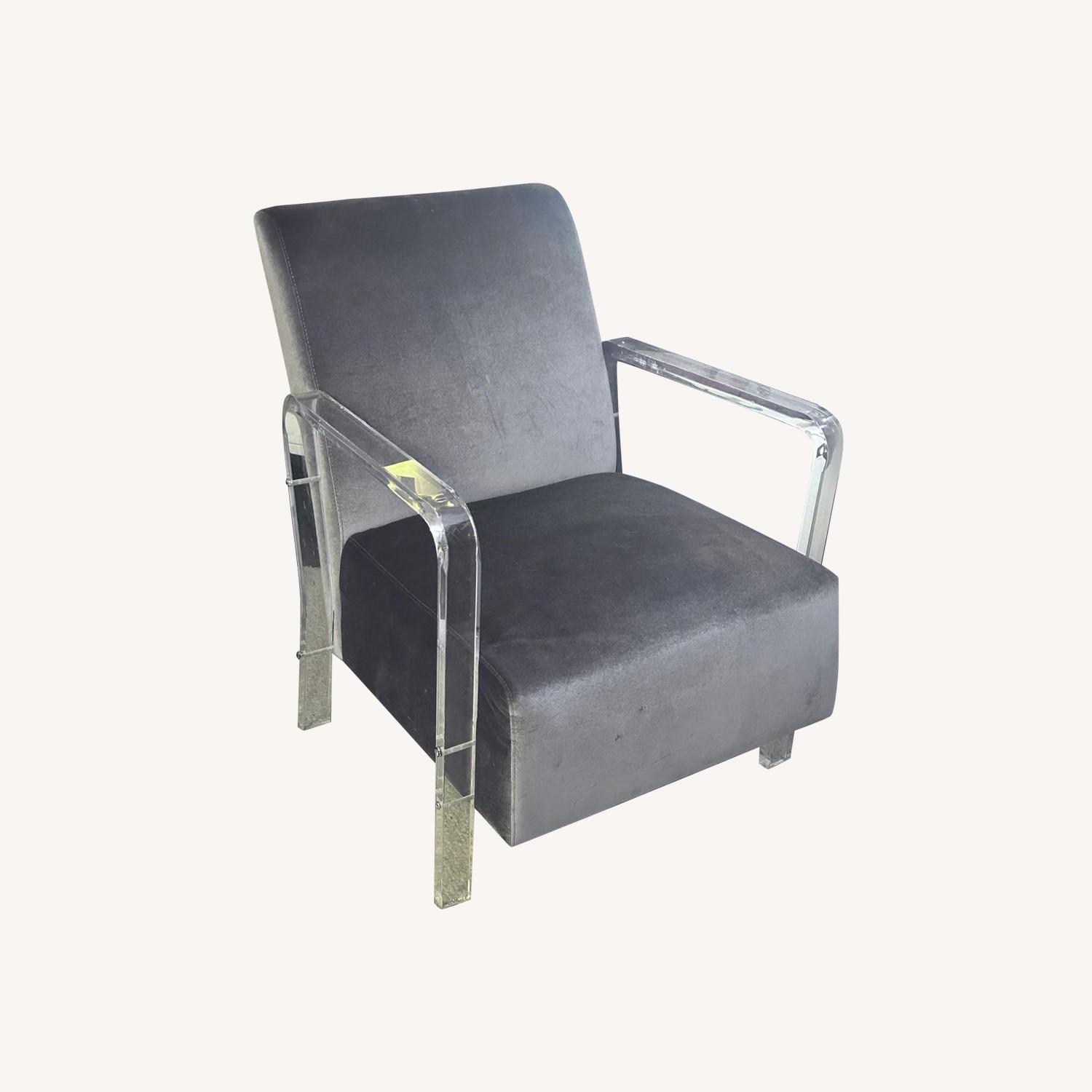 Lucite Velvet Lounge Chair- Lavender Armchair - image-0