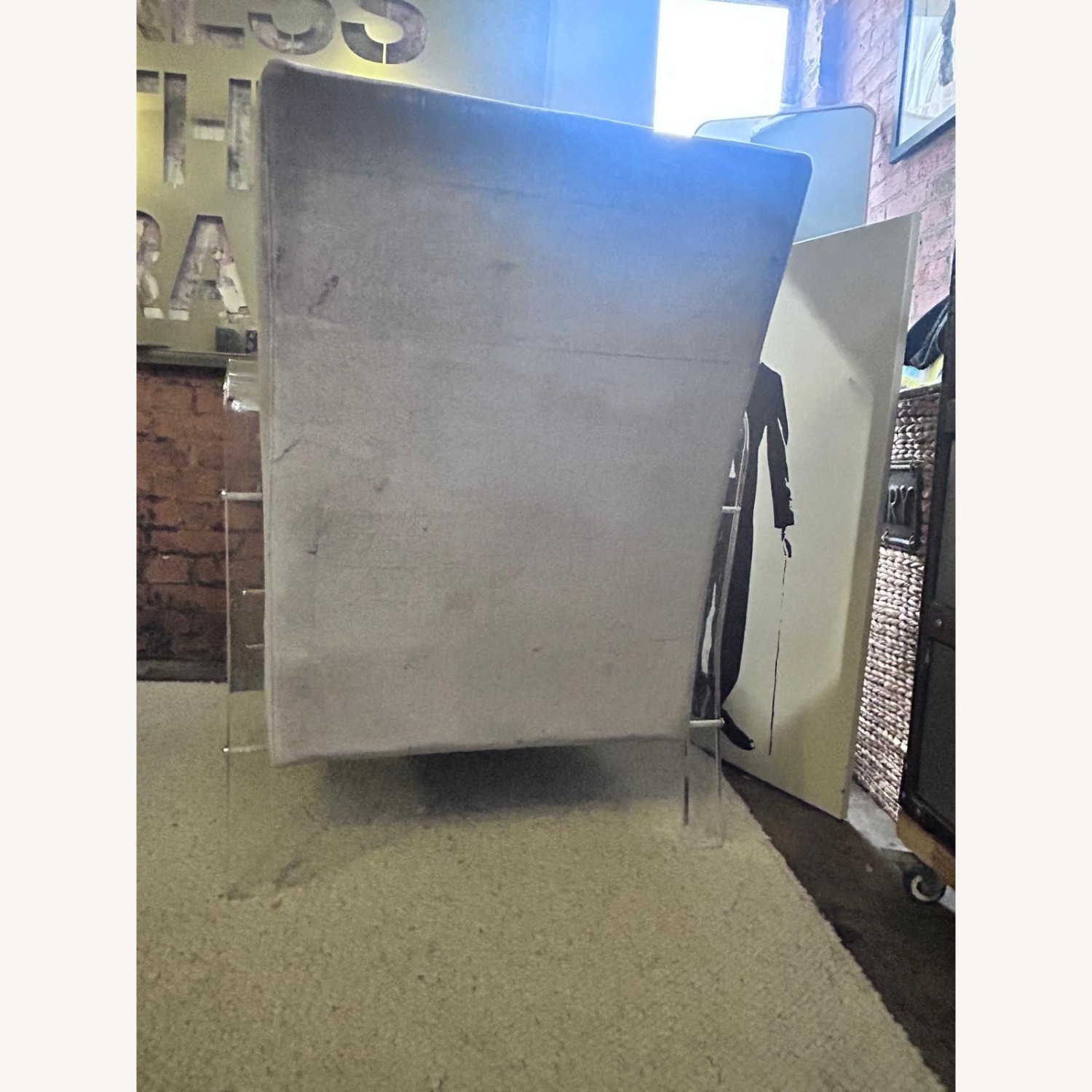 Lucite Velvet Lounge Chair- Lavender Armchair - image-4