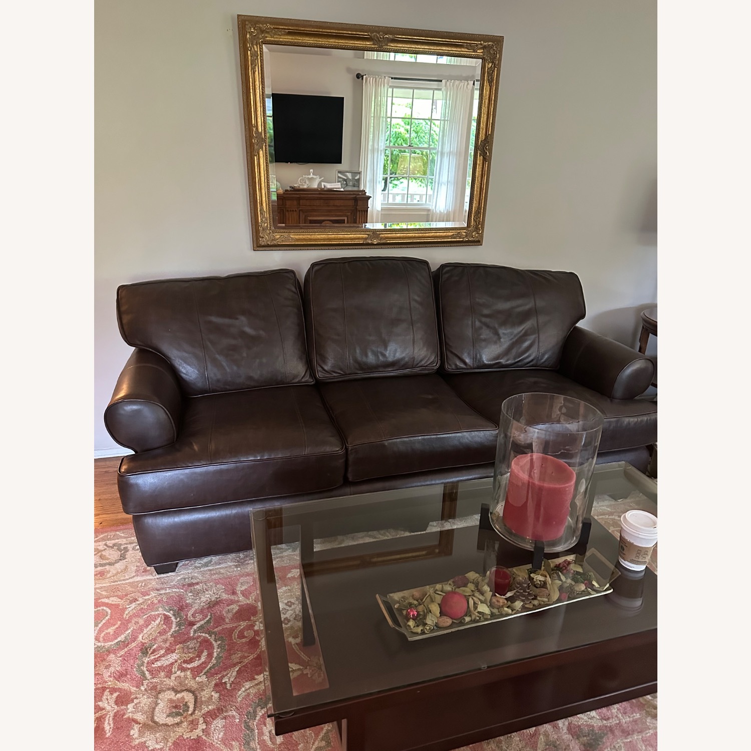 Arhaus Brown Leather Couch - image-1