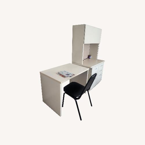Used White Metal Study Unit with Chair for sale on AptDeco