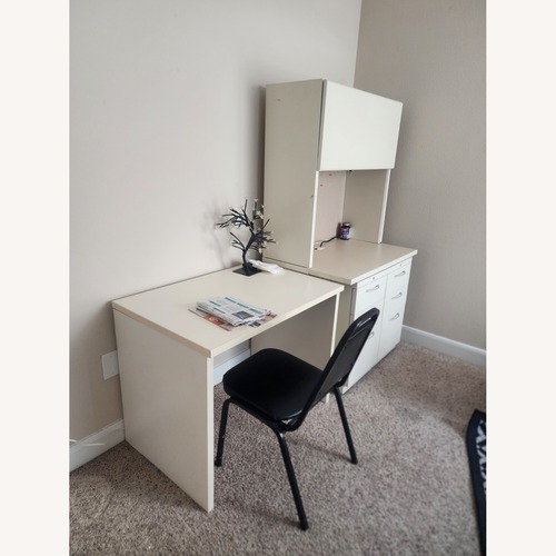 Used White Metal Study Unit with Chair for sale on AptDeco