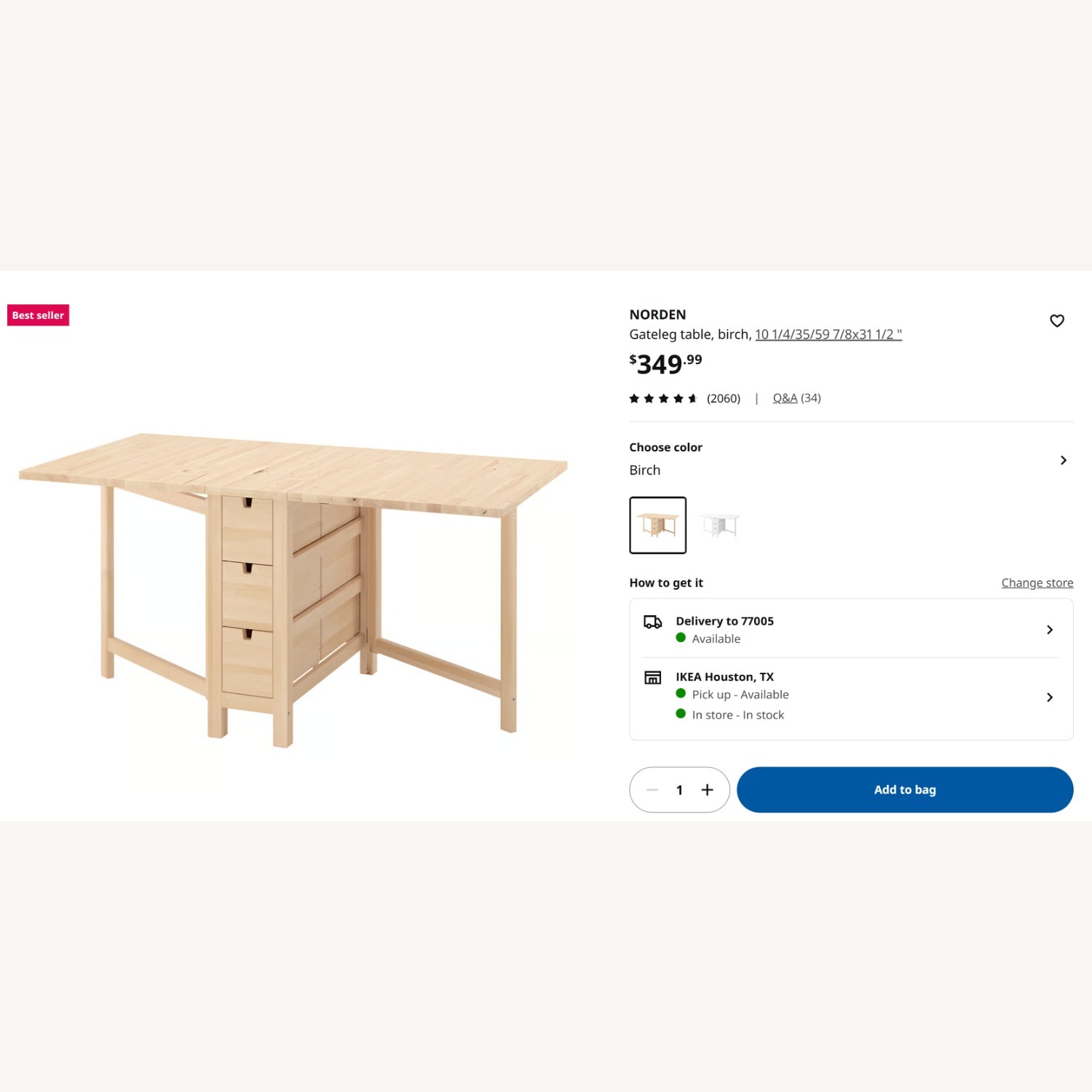 IKEA Norden Natural Dining Table with 5 chairs - image-4