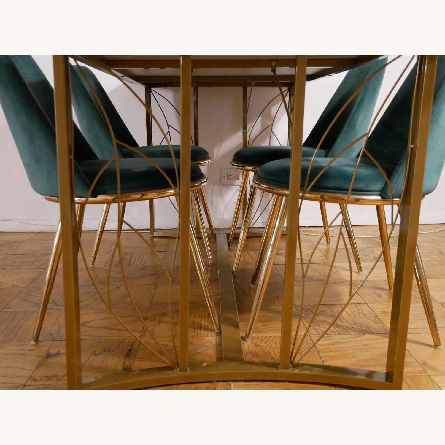 Overstock White and Gold Granite Dining Set - image-5