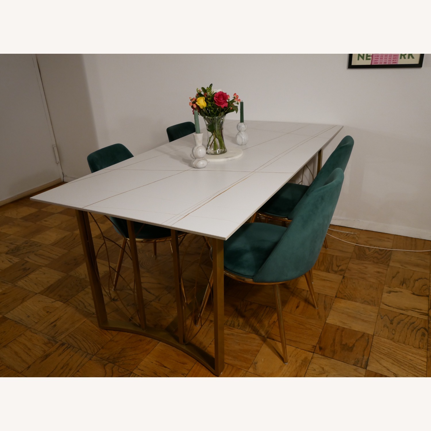 Velvet Dining Chairs with Metal Legs - Set of 4 - image-2