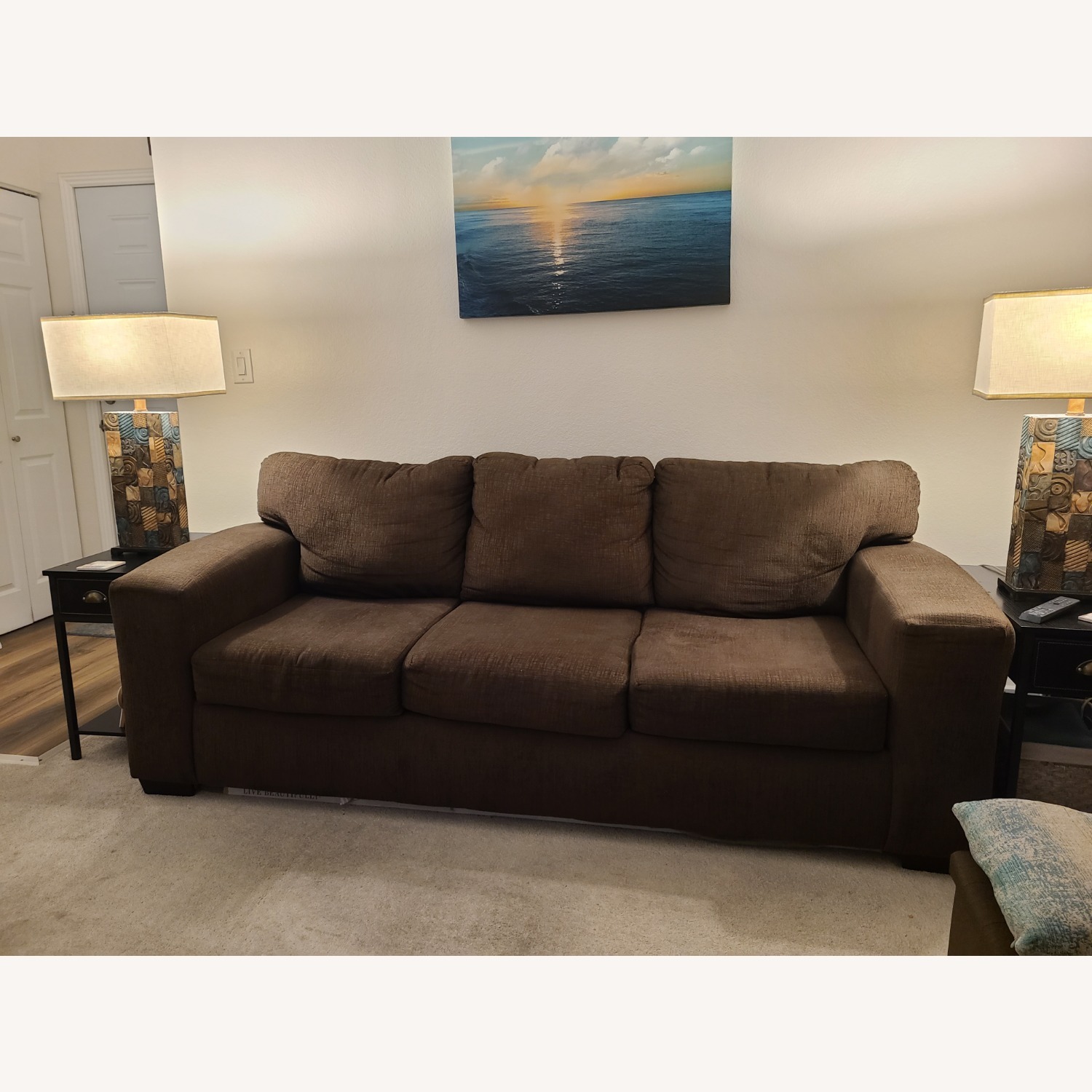Ashley Furniture Dark Brown Fabric 3+ Seater Sofa - image-3