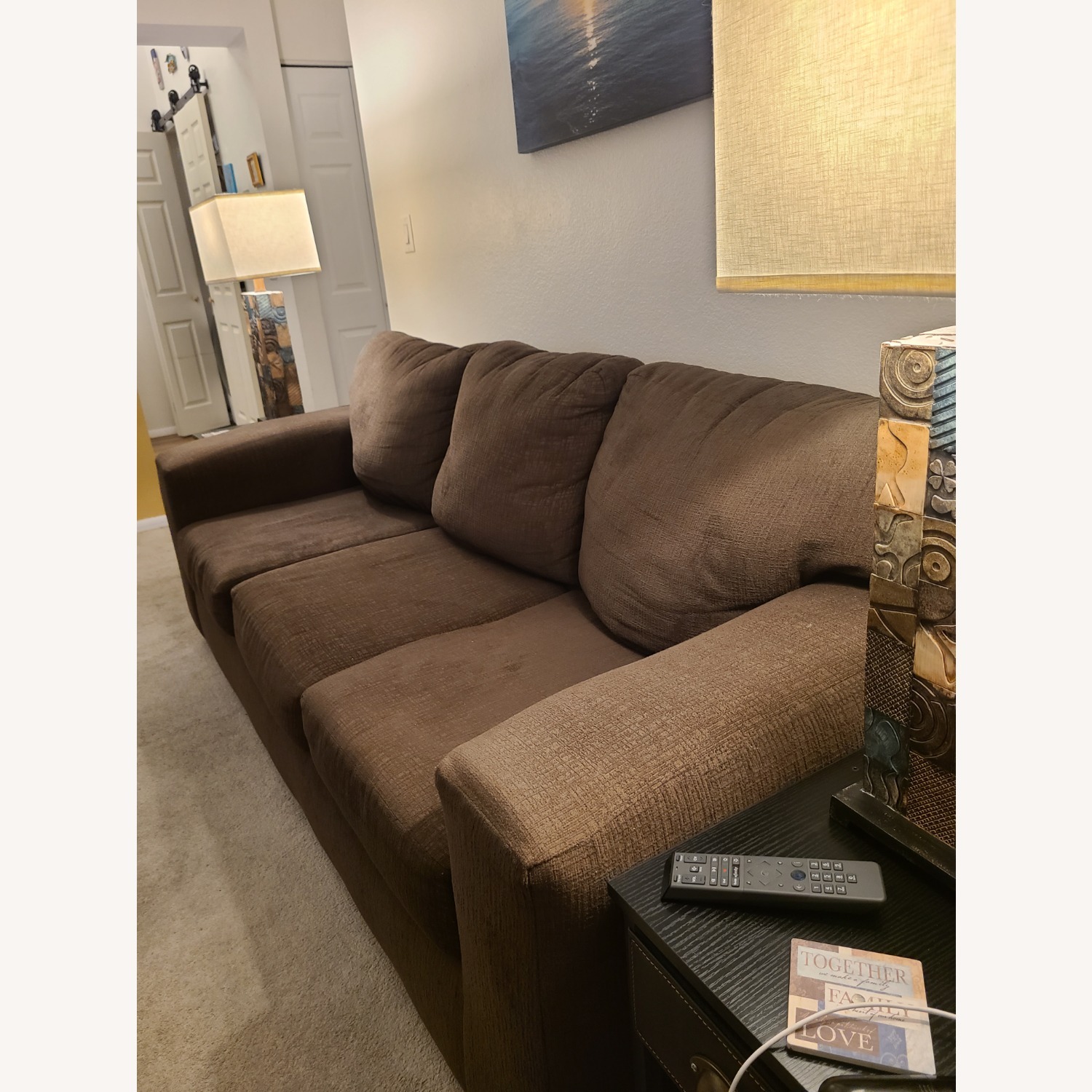 Ashley Furniture Dark Brown Fabric 3+ Seater Sofa - image-2