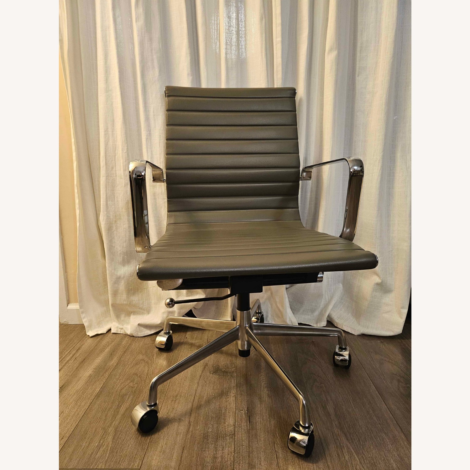 Dark Gray Metal Office Chair - image-1