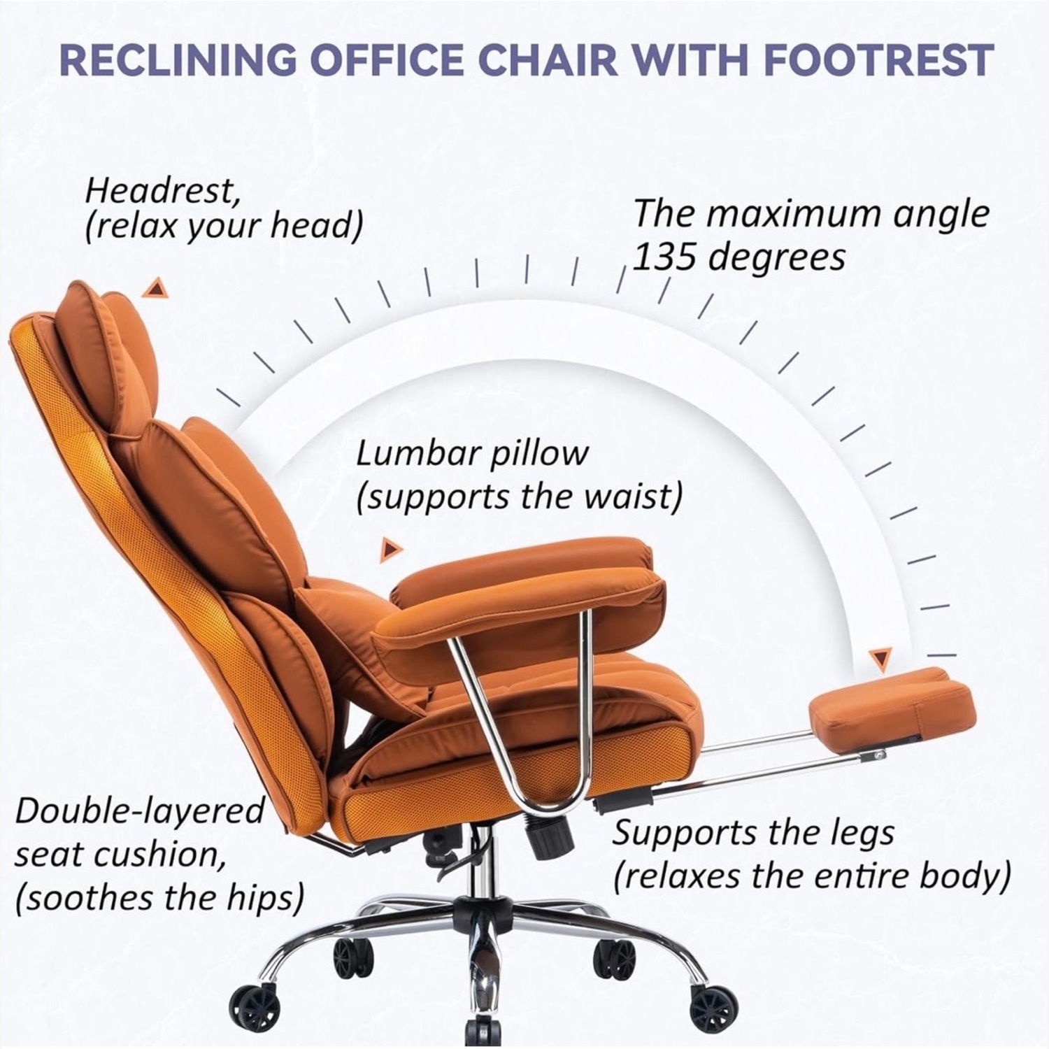 Efomao Orange Office Chair - image-4