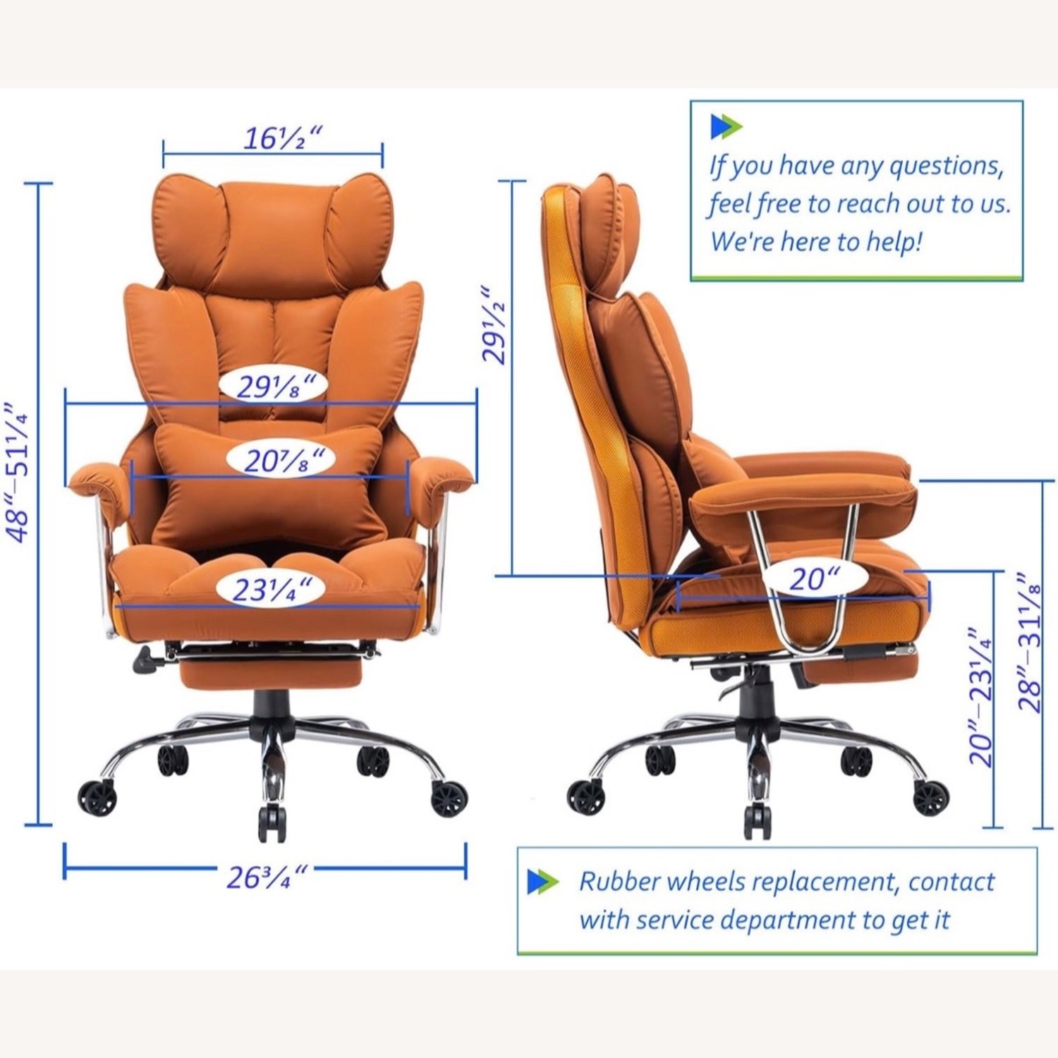 Efomao Orange Office Chair - image-3