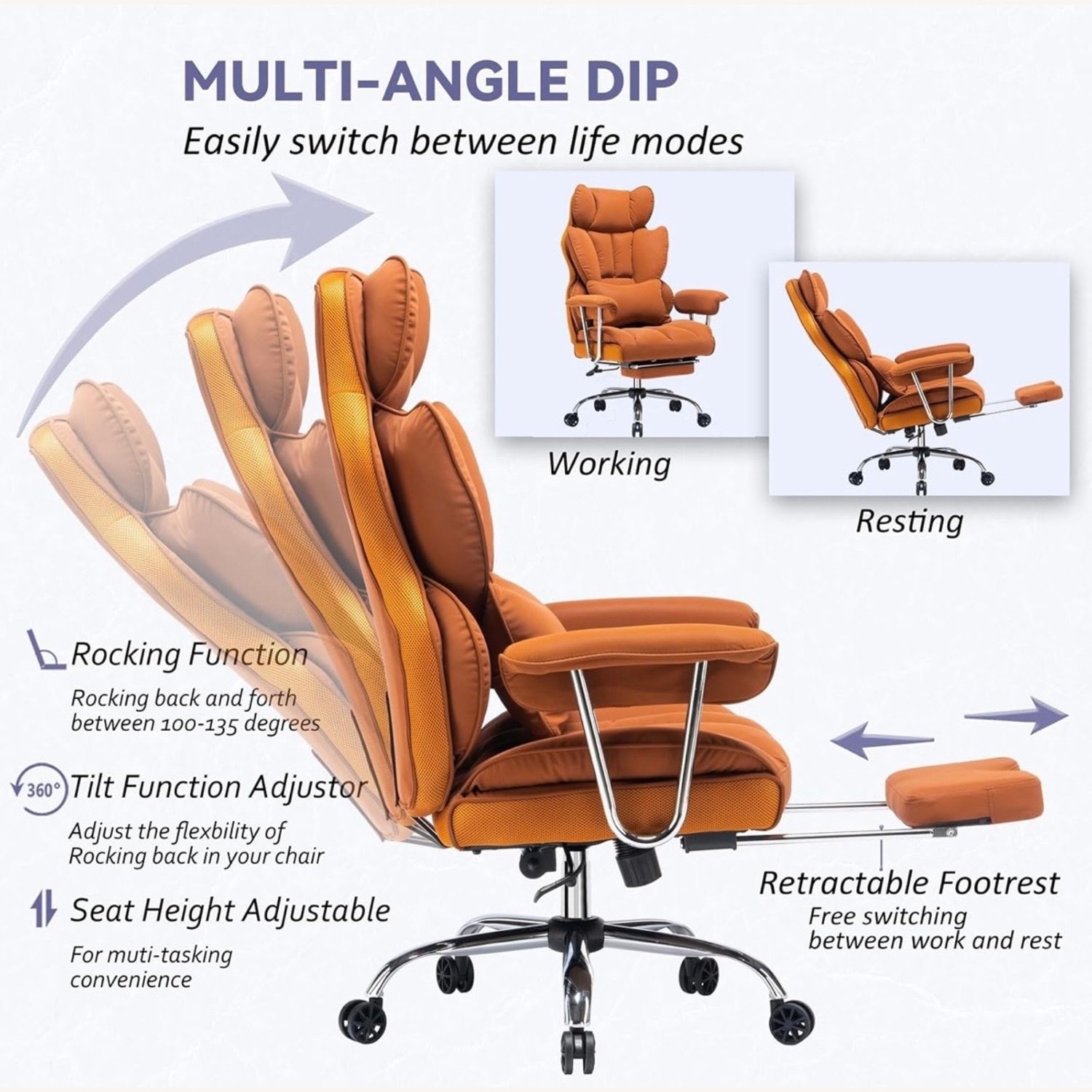 Efomao Orange Office Chair - image-5