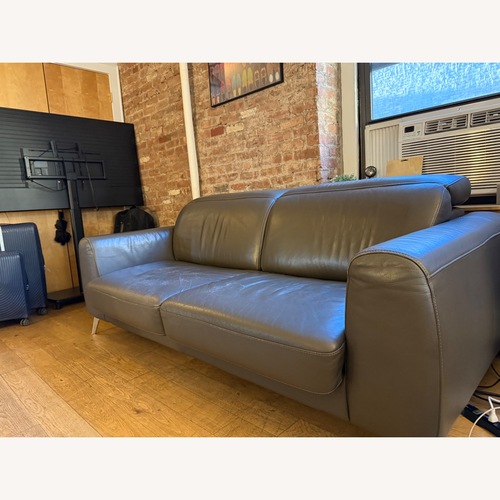 Used Natuzzi  Light Gray Leather Sleeper Sofa for sale on AptDeco