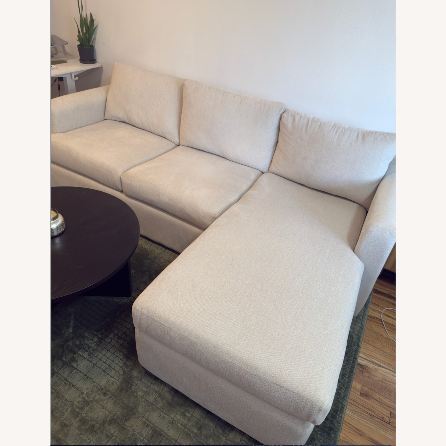 Living Spaces Basil Porcelain White Fabric 2 Piece Sectional - image-1