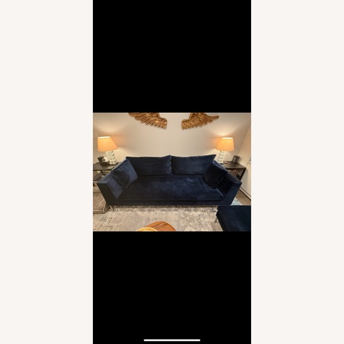Used Carroll Gardens Blue Velvet 2 Seater Sofa for sale on AptDeco